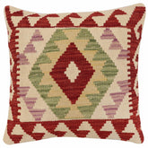 handmade Traditional Pillow Red Beige Hand-Woven SQUARE 100% WOOL Hand woven turkish pillow2' x 2'